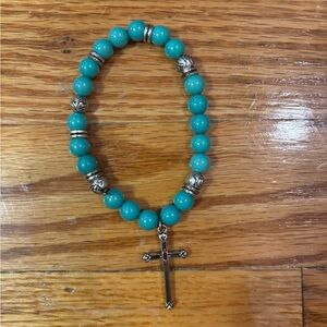 Lucky Brand Turquoise and Silver Beaded Bracelet